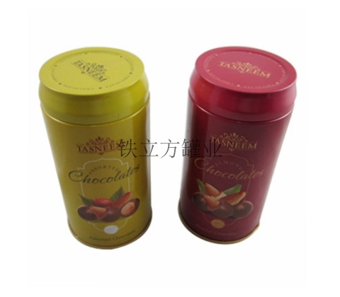 红/黄圆巧克力罐